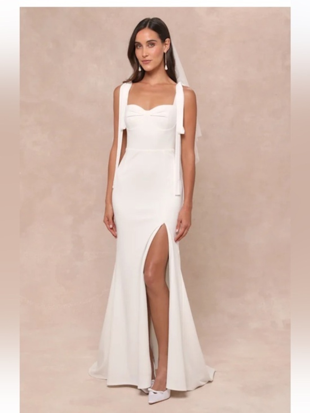 Lulus Splendid Love White Bustier Tie-Strap Mermaid Maxi Dress